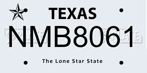NMB8061 Texas License Plate
