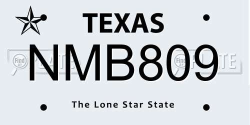NMB809 Texas License Plate