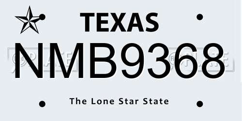 NMB9368 Texas License Plate