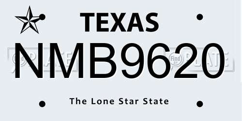 NMB9620 Texas License Plate