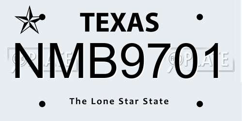 NMB9701 Texas License Plate