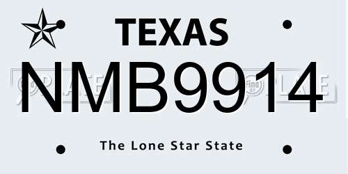 NMB9914 Texas License Plate