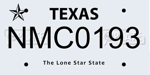 NMC0193 Texas License Plate