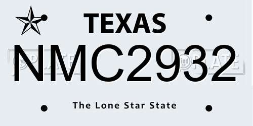 NMC2932 Texas License Plate