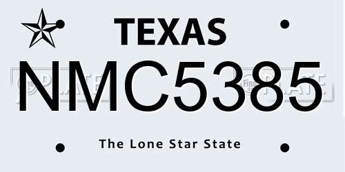 NMC5385 Texas License Plate