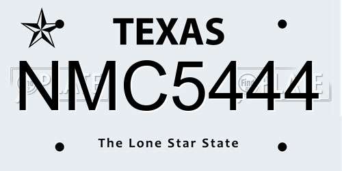 NMC5444 Texas License Plate