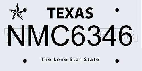 NMC6346 Texas License Plate