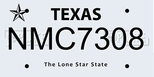NMC7308 Texas License Plate