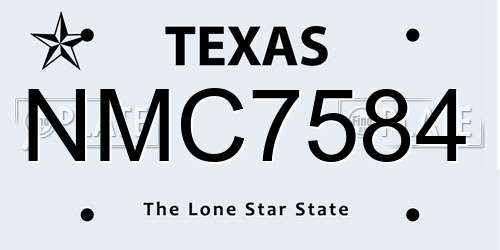 NMC7584 Texas License Plate