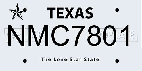 NMC7801 Texas License Plate
