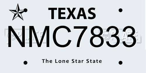 NMC7833 Texas License Plate