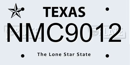 NMC9012 Texas License Plate