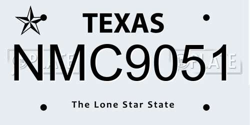 NMC9051 Texas License Plate