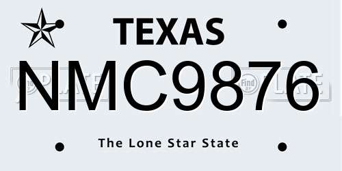 NMC9876 Texas License Plate
