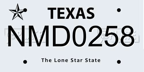 NMD0258 Texas License Plate