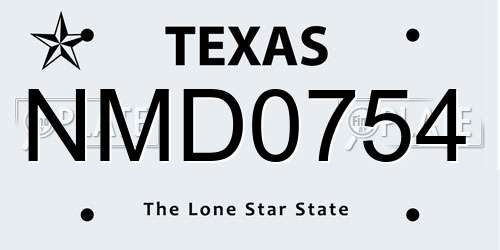 NMD0754 Texas License Plate
