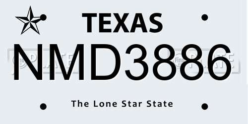 NMD3886 Texas License Plate
