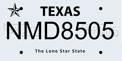 NMD8505 Texas License Plate