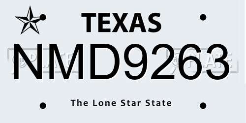 NMD9263 Texas License Plate