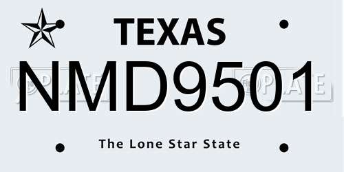 NMD9501 Texas License Plate