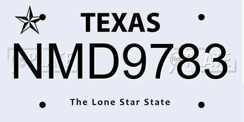NMD9783 Texas License Plate