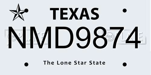 NMD9874 Texas License Plate