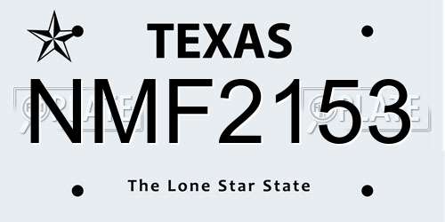 NMF2153 Texas License Plate