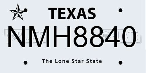 NMH8840 Texas License Plate
