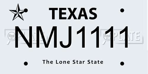 NMJ1111 Texas License Plate