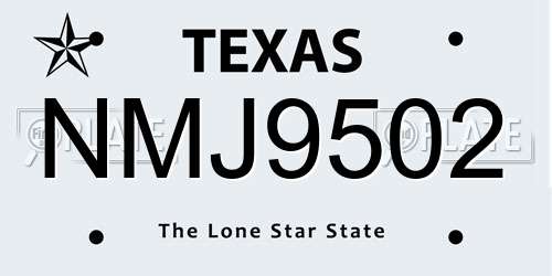 NMJ9502 Texas License Plate