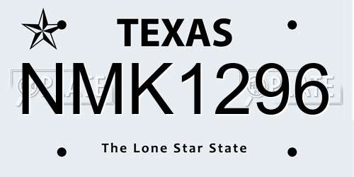 NMK1296 Texas License Plate