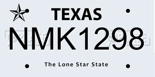 NMK1298 Texas License Plate