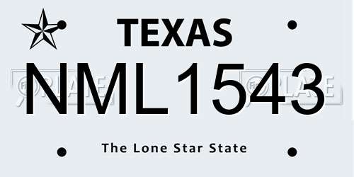 NML1543 Texas License Plate