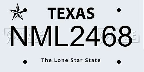 NML2468 Texas License Plate