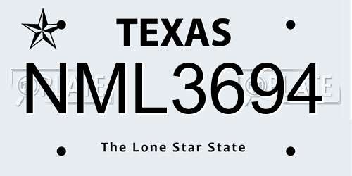 NML3694 Texas License Plate