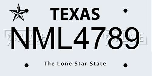 NML4789 Texas License Plate