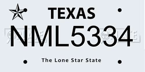 NML5334 Texas License Plate