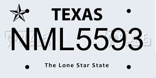 NML5593 Texas License Plate