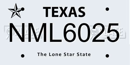 NML6025 Texas License Plate
