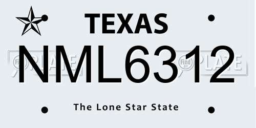 NML6312 Texas License Plate