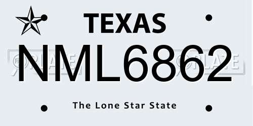 NML6862 Texas License Plate