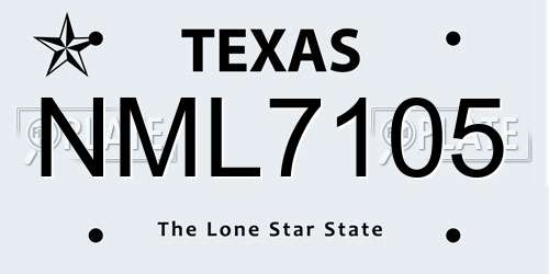 NML7105 Texas License Plate