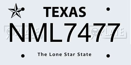 NML7477 Texas License Plate