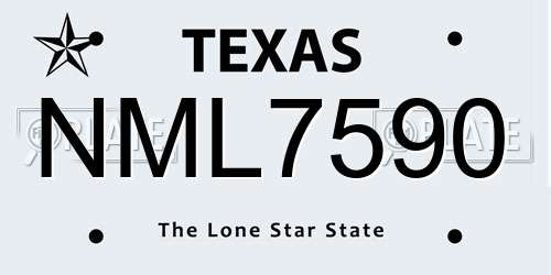 NML7590 Texas License Plate