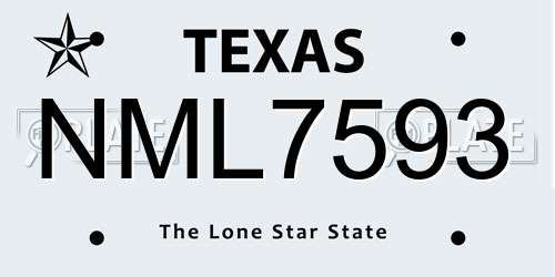 NML7593 Texas License Plate