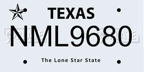 NML9680 Texas License Plate