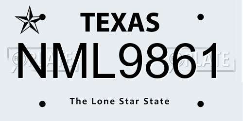 NML9861 Texas License Plate