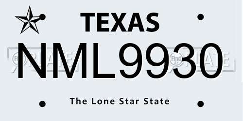NML9930 Texas License Plate
