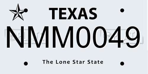 NMM0049 Texas License Plate