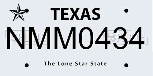 NMM0434 Texas License Plate